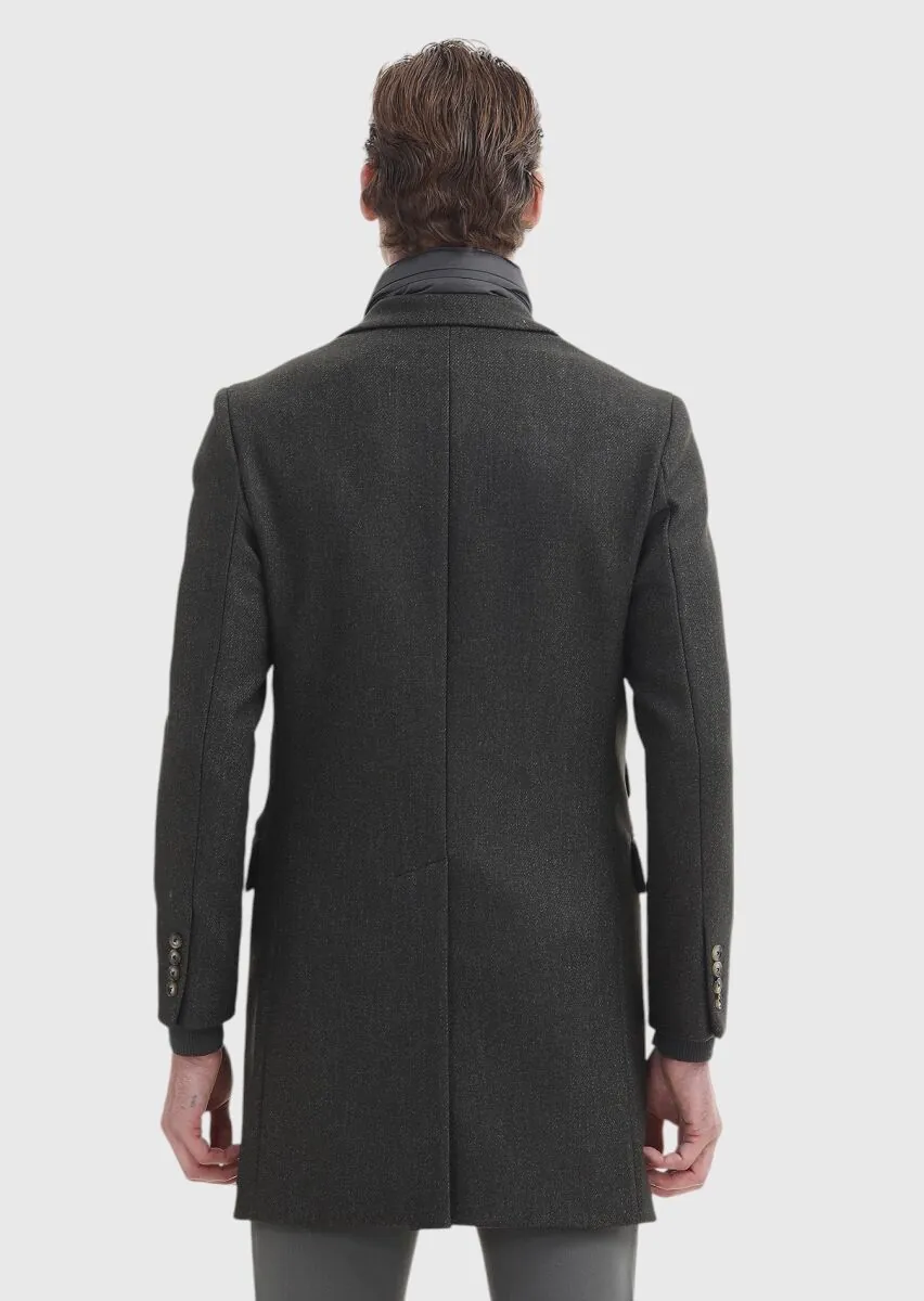 Khaki Weaving Overcoat - 6