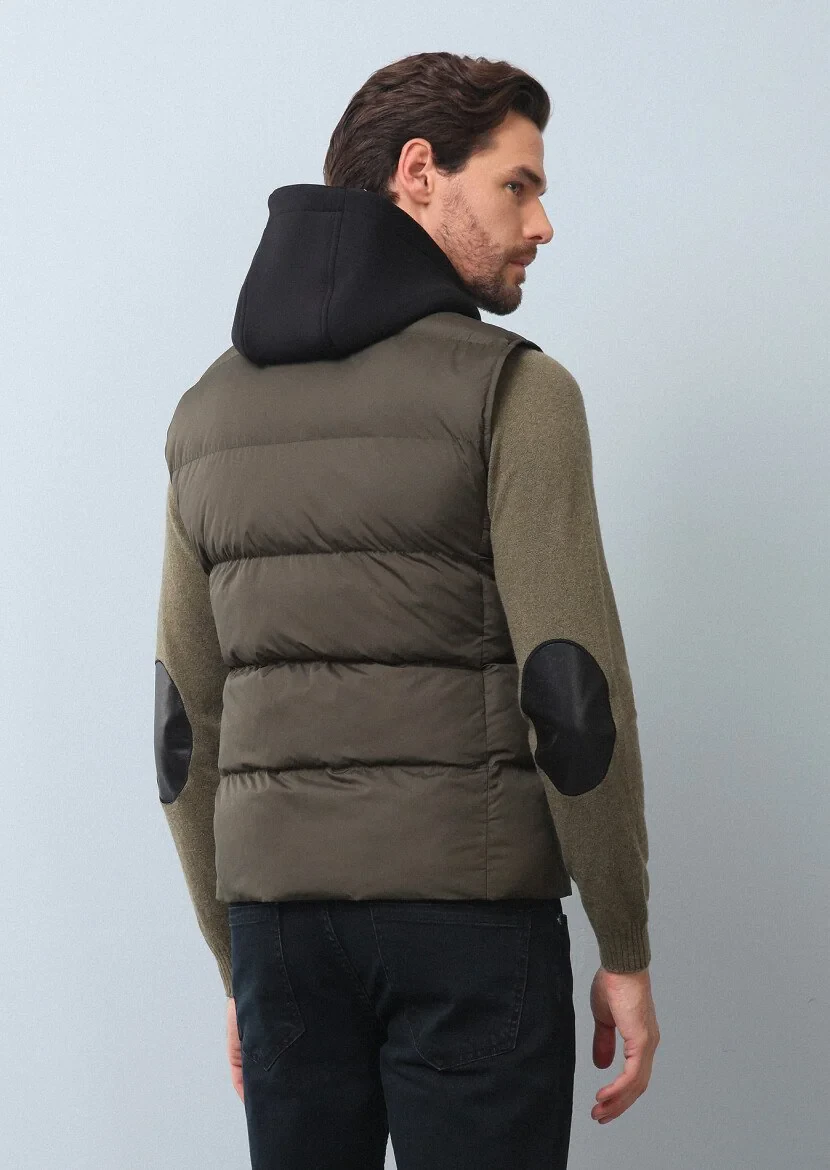 Khaki Weaving Puffer Vest - 5