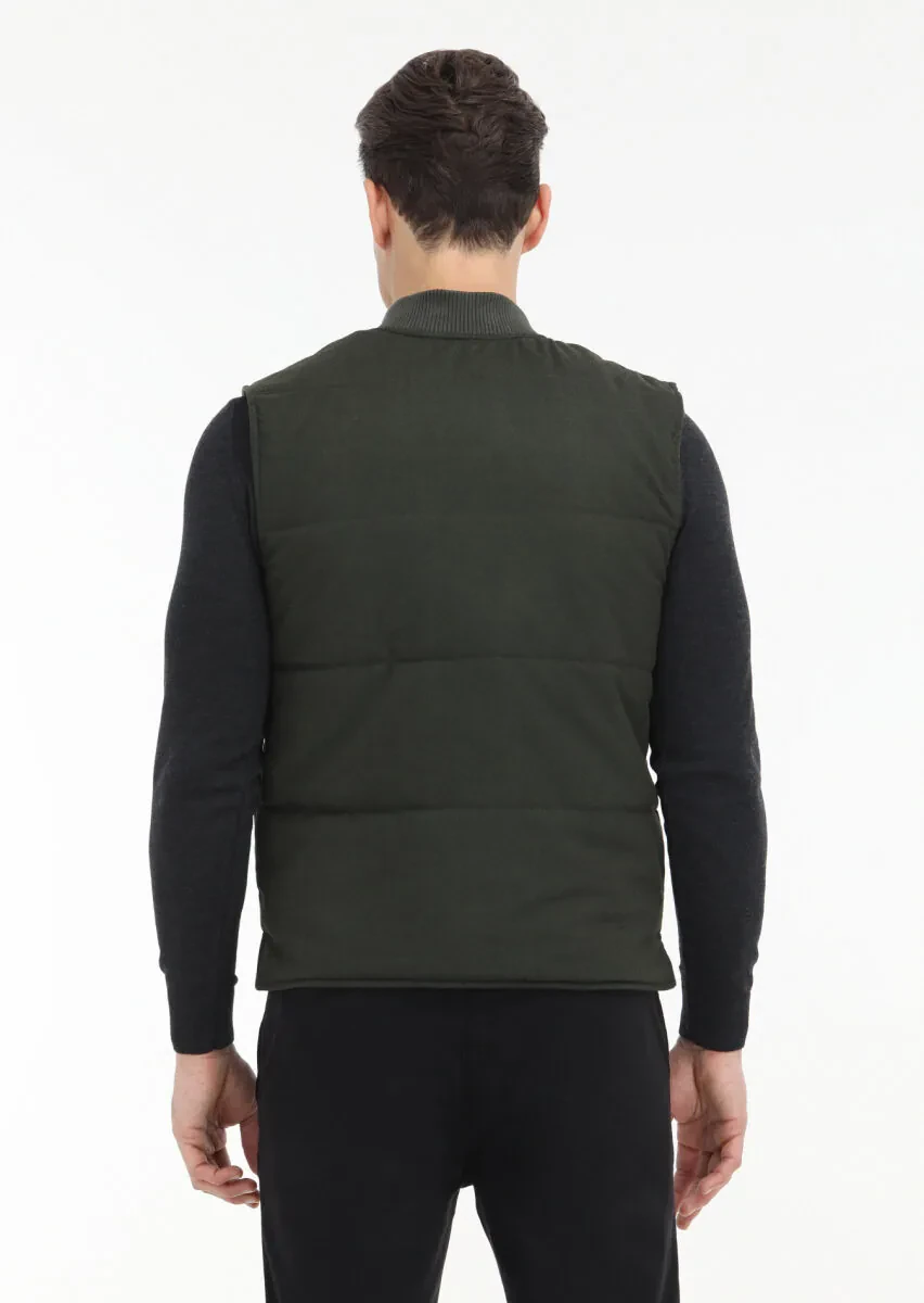 Khaki Weaving Puffer Vest - 5