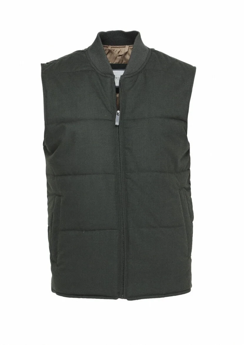 Khaki Weaving Puffer Vest - 6