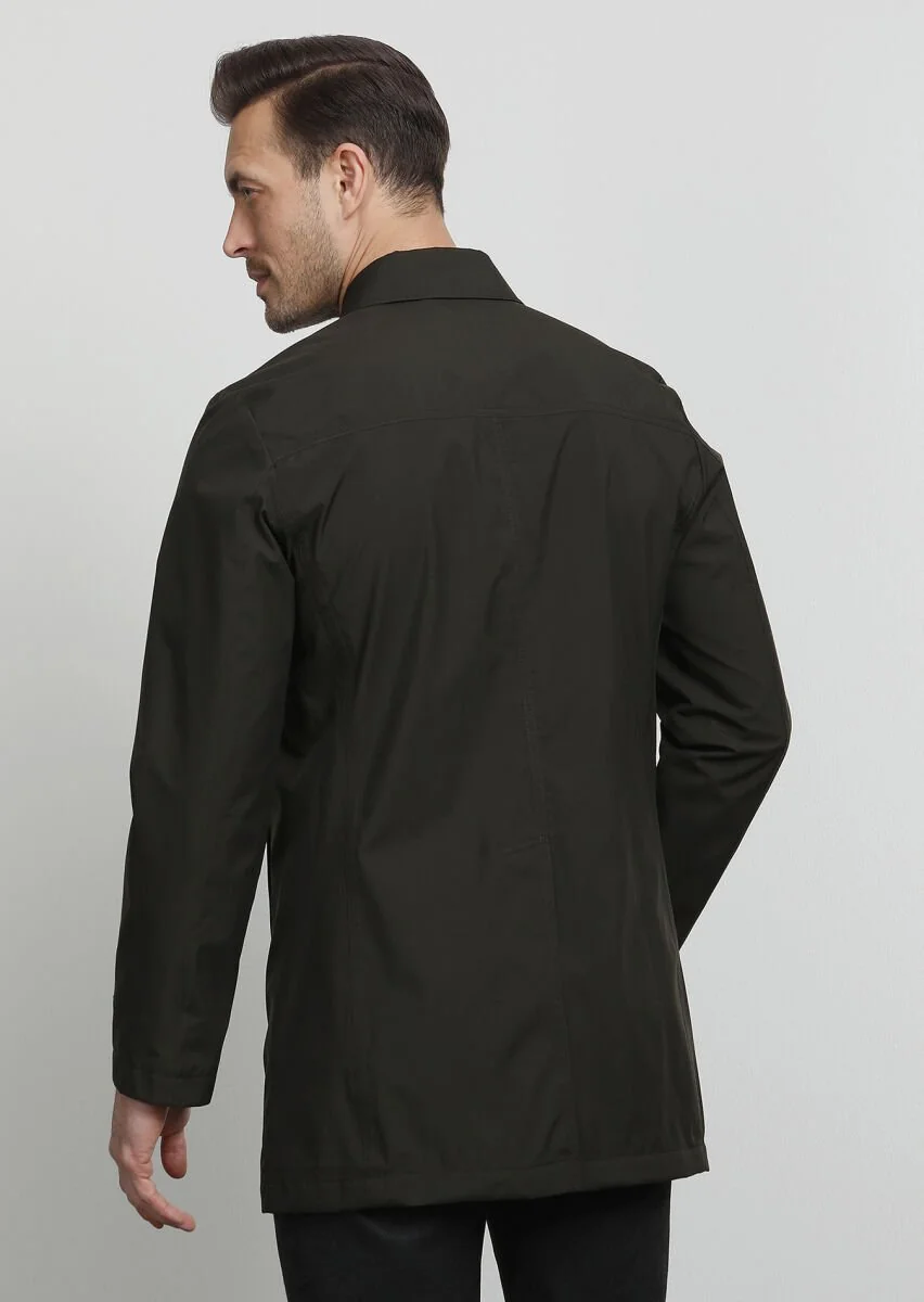 Khaki Weaving Rain Coat - 4