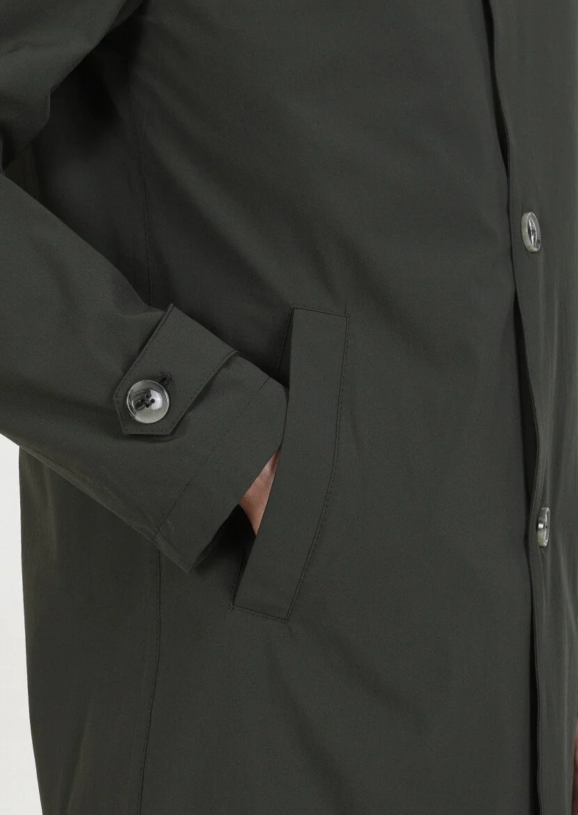 Khaki Weaving Rain Coat - 3