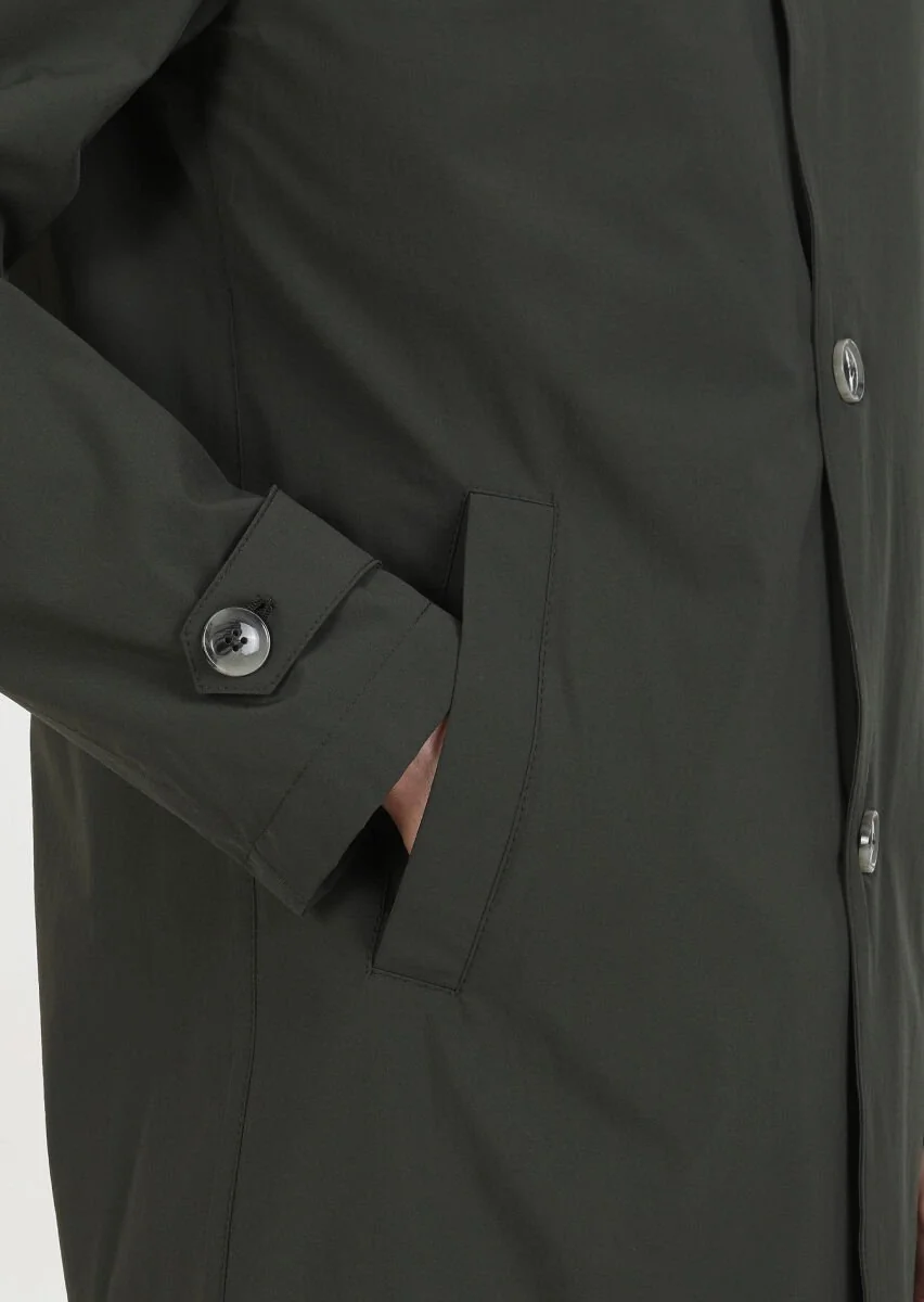 Khaki Weaving Rain Coat - 3