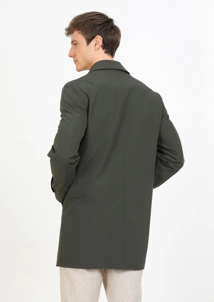 Khaki Weaving Rain Coat - 5