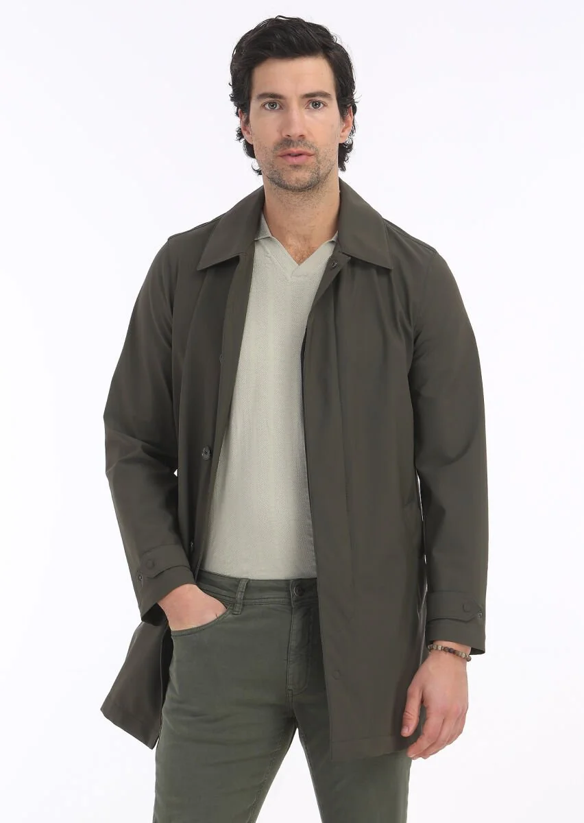 Khaki Weaving Rain Coat - 3