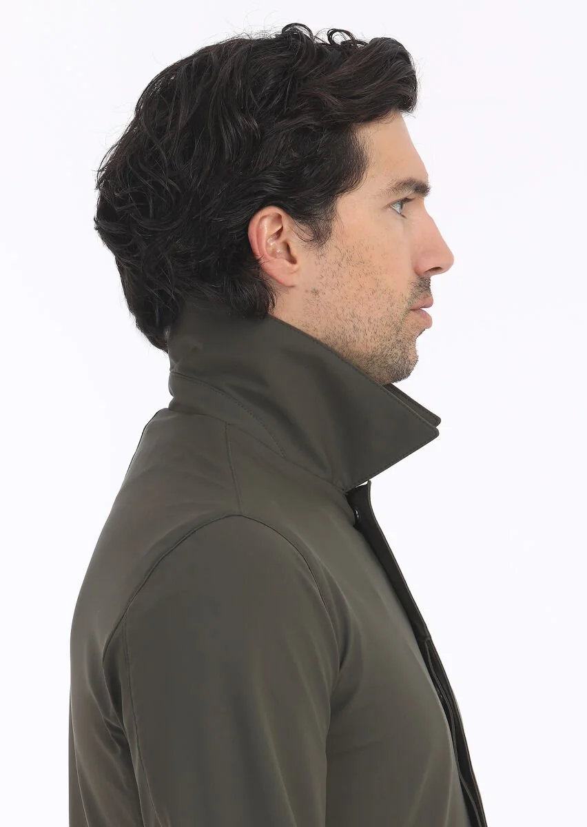Khaki Weaving Rain Coat - 6