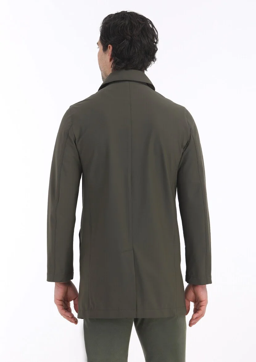 Khaki Weaving Rain Coat - 7