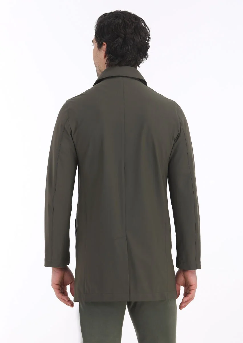 Khaki Weaving Rain Coat - 7