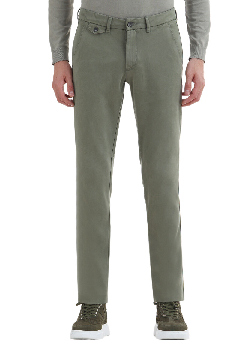 Khaki Weaving Regular Fit Casual Trousers 