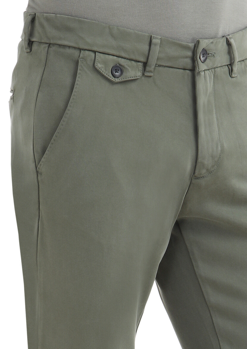 Khaki Weaving Regular Fit Casual Trousers - 3