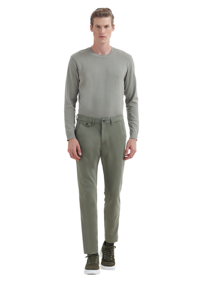 Khaki Weaving Regular Fit Casual Trousers 