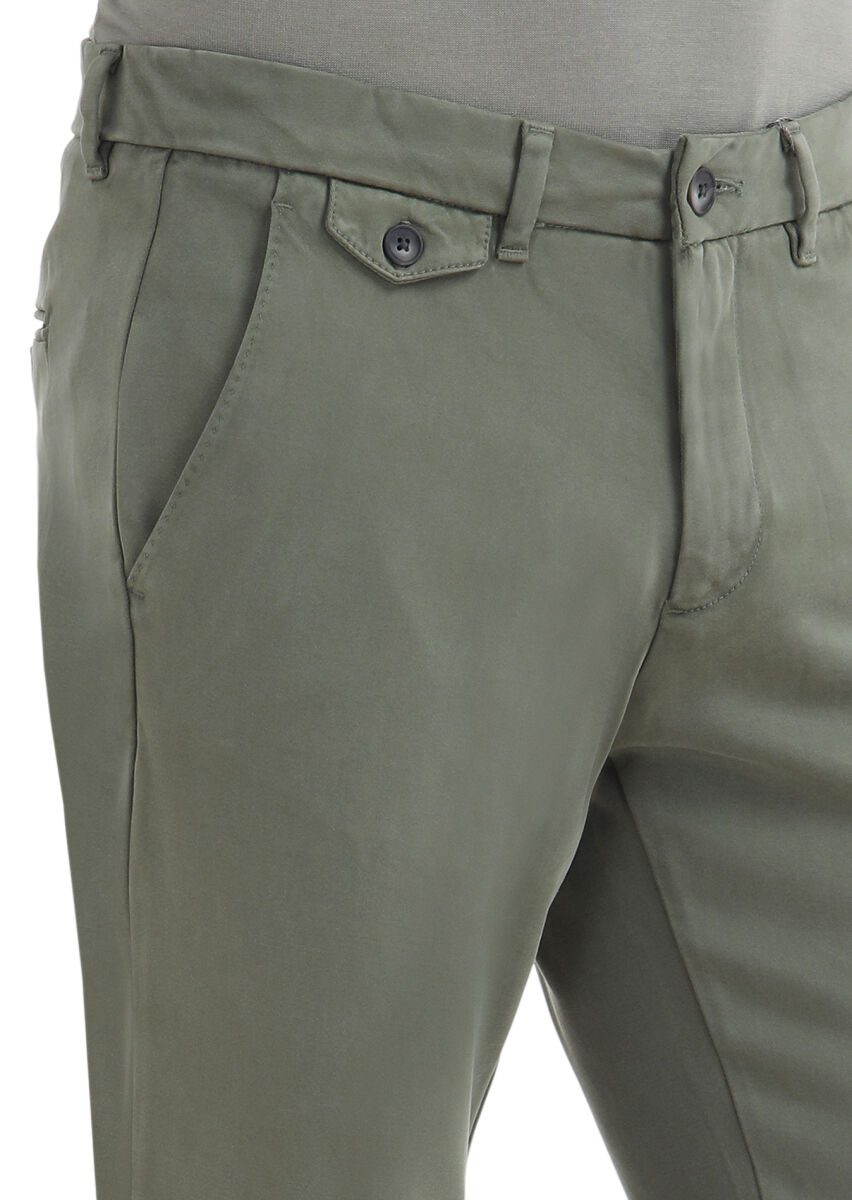 Khaki Weaving Regular Fit Casual Trousers - 3