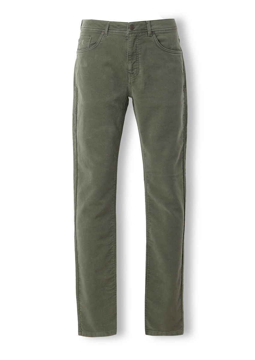 Khaki Weaving Slim Fit Casual Cotton Blended Trousers - 6