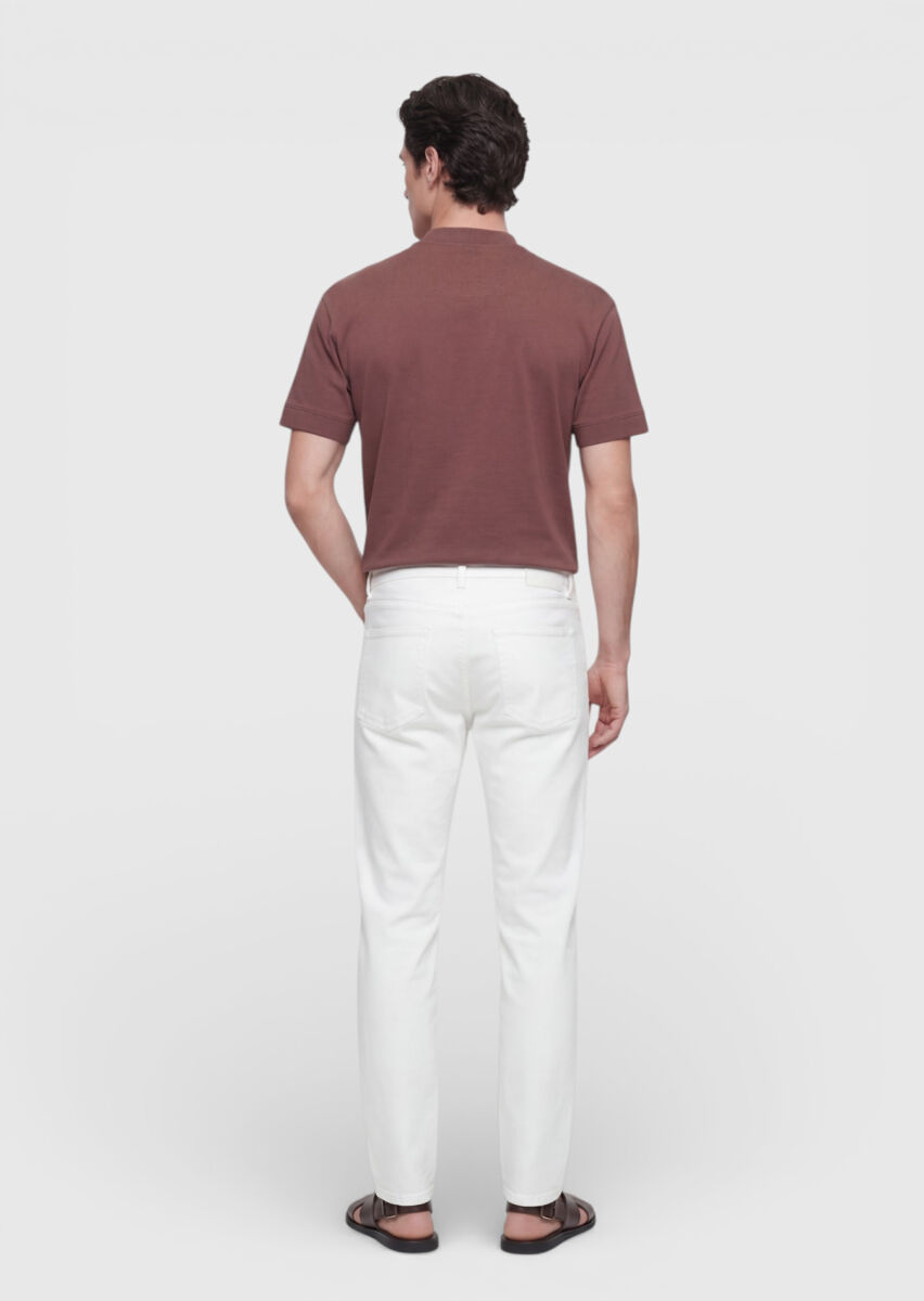 Kiremit Düz Bisiklet Yaka %100 Pamuk T-Shirt - 5