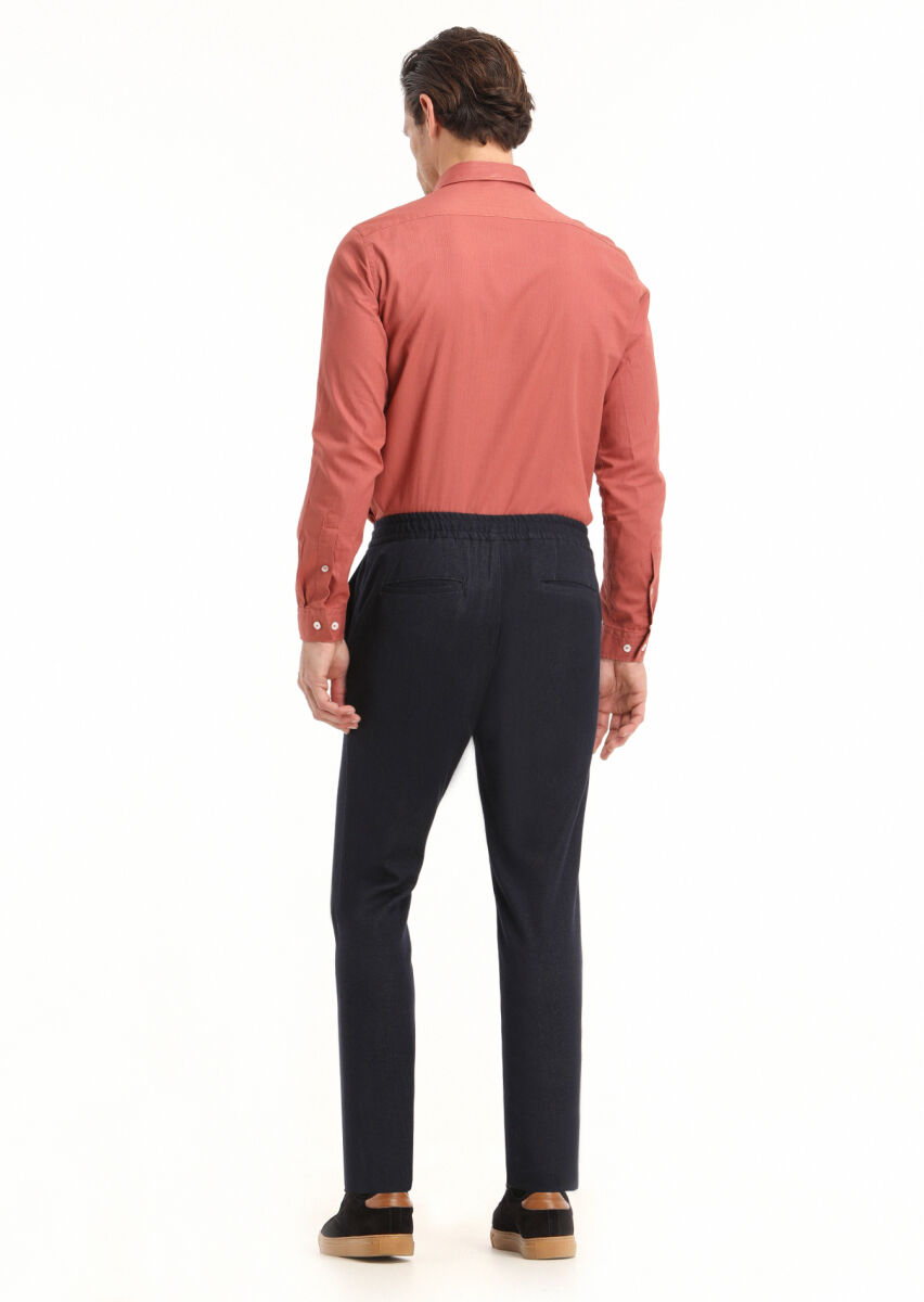 Kiremit Fitilli Regular Fit Uzun Dokuma Casual %100 Pamuk Gömlek - 4