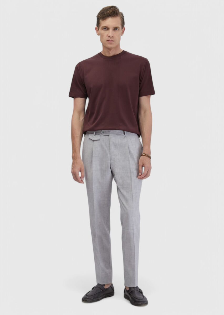 Kiremit Jakarlı Bisiklet Yaka %100 Pamuk T-Shirt - 2