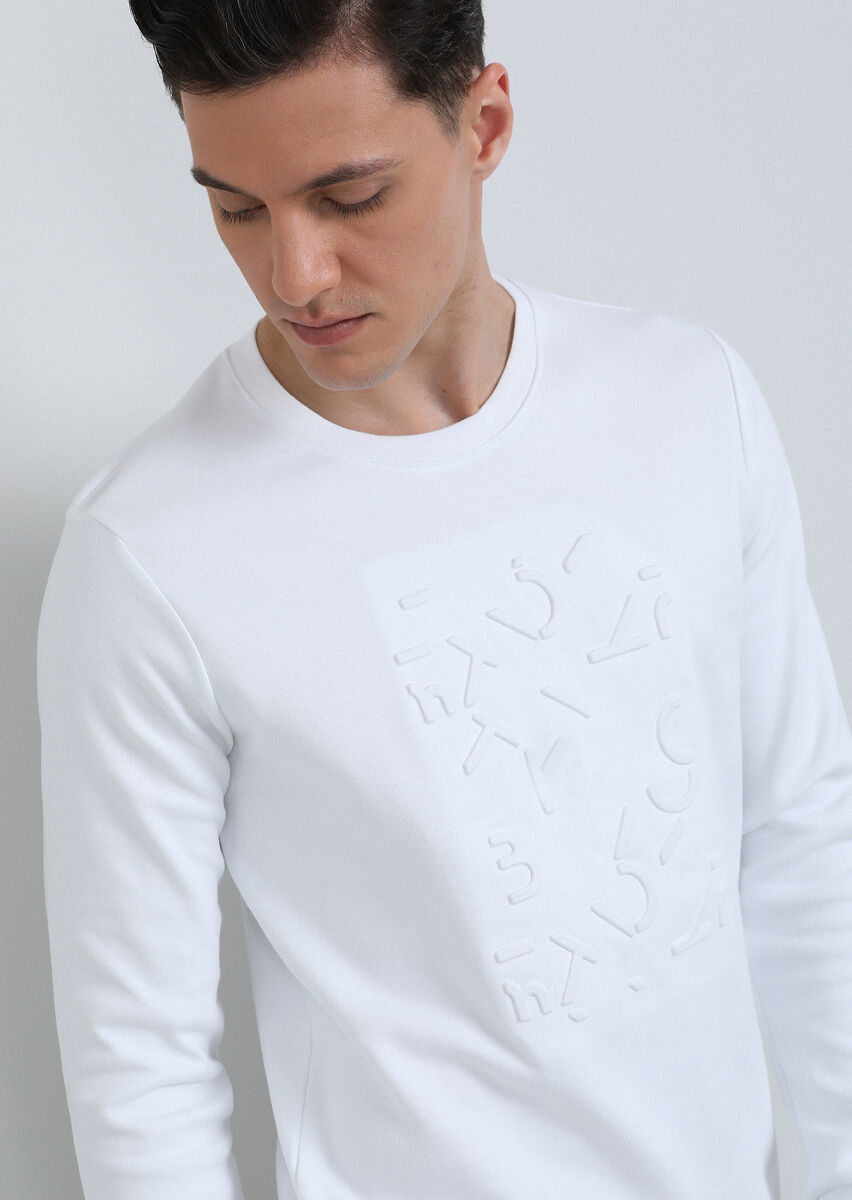 Kırık Beyaz Baskılı Sweatshırt - 1