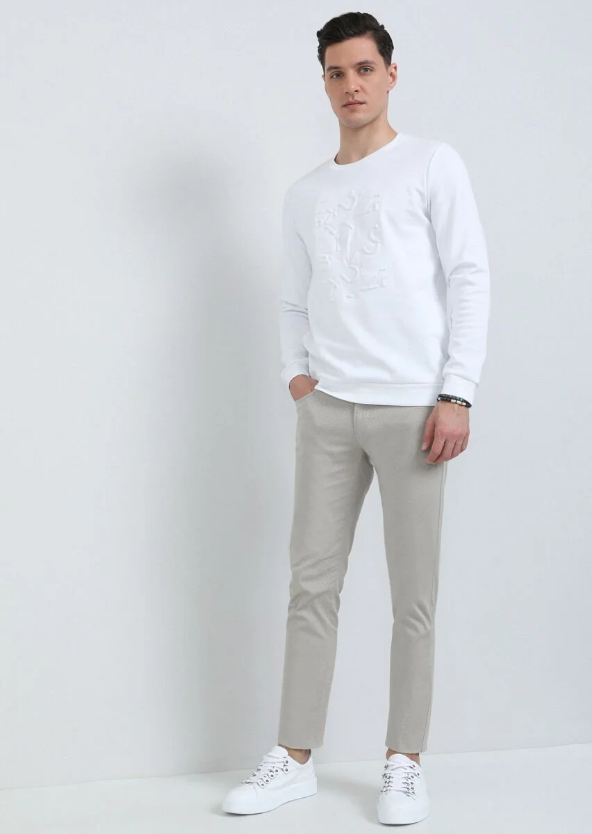 Kırık Beyaz Baskılı Sweatshırt - 3