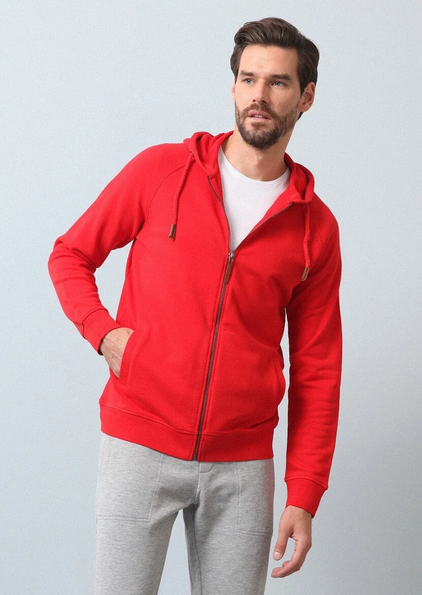 Kırmızı Kapüşonlu Sweatshırt - 2