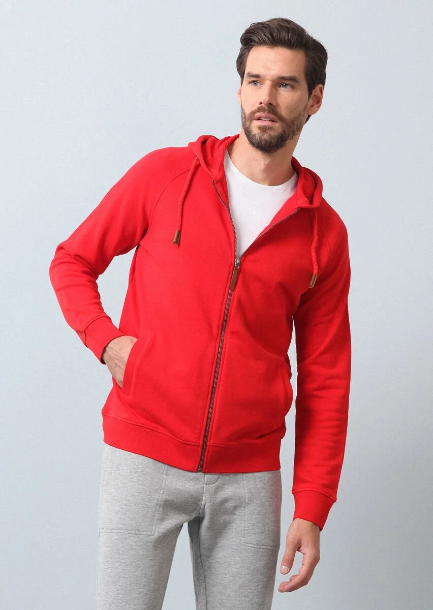 Kırmızı Kapüşonlu Sweatshırt - 2