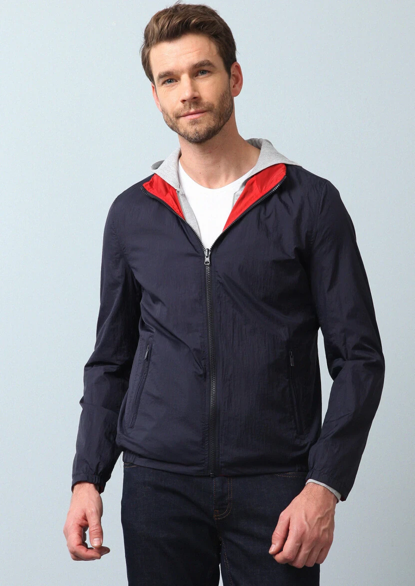 Kırmızı Regular Fit Dik Yaka Casual Dokuma Mont 