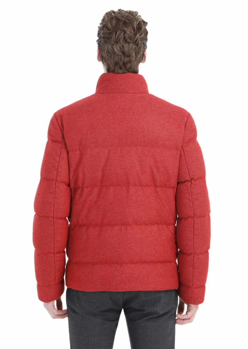 Kırmızı Regular Fit Dik Yaka Casual Dokuma Mont - 8