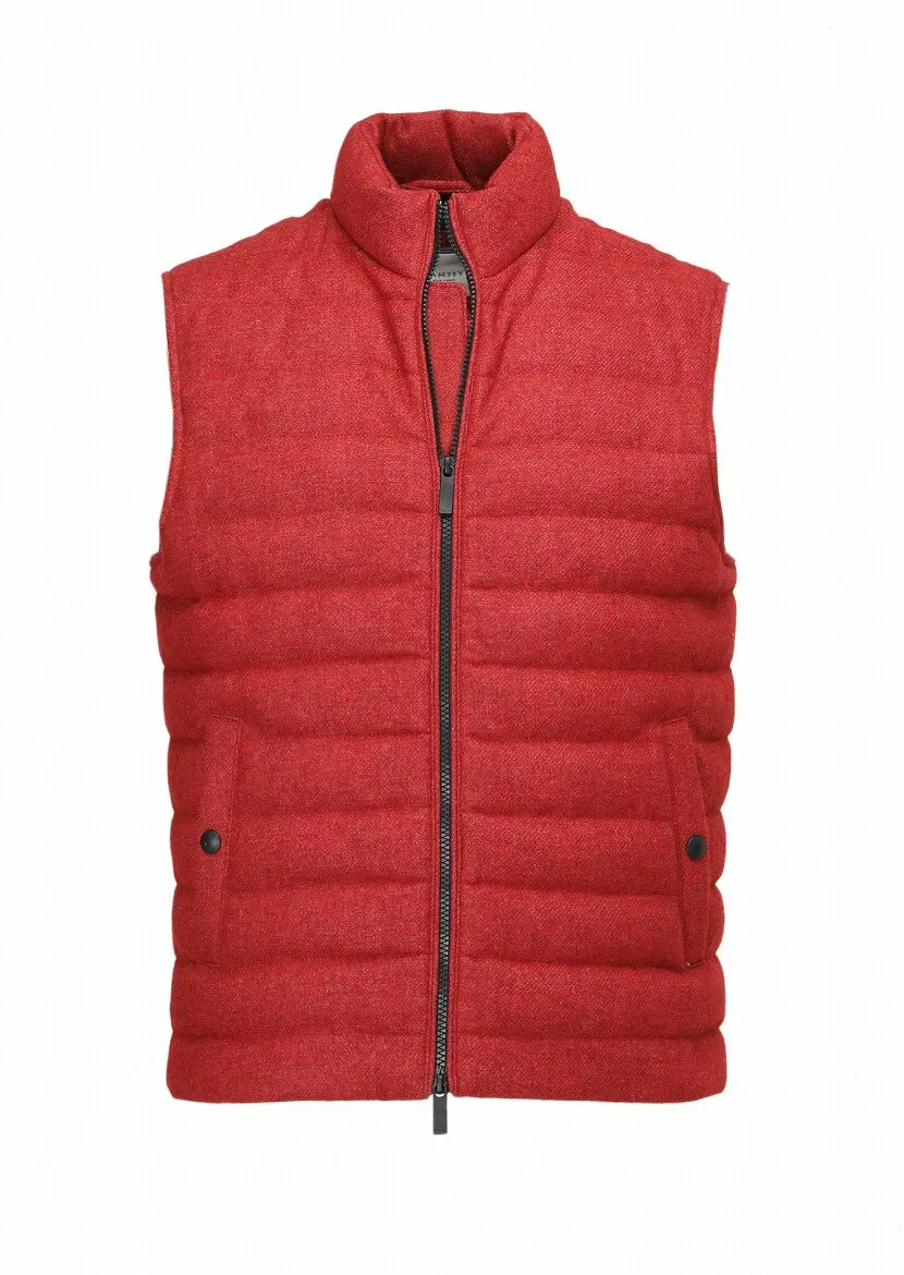 Kırmızı Regular Fit Dik Yaka Casual Dokuma Spor Yelek - 8