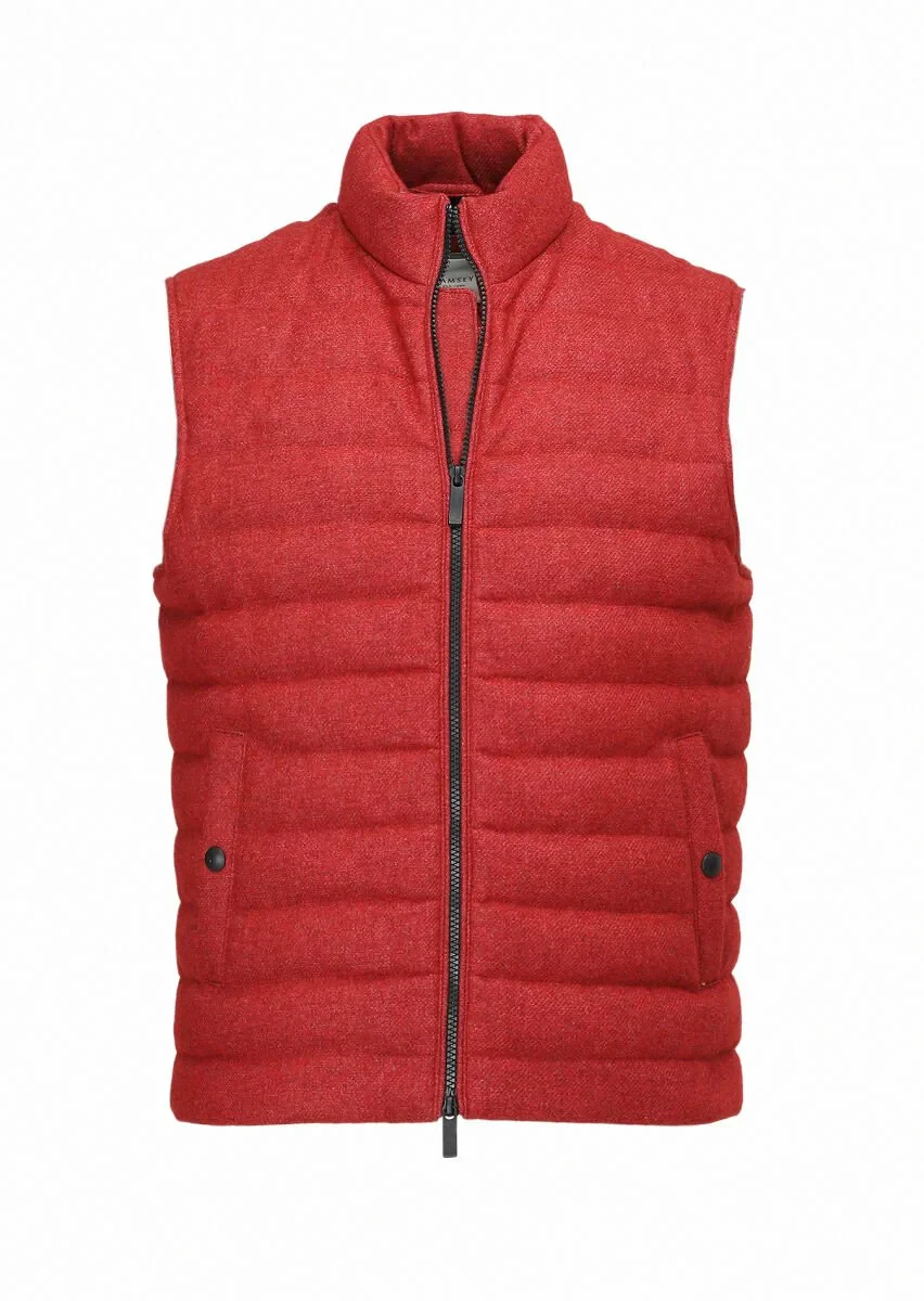 Kırmızı Regular Fit Dik Yaka Casual Dokuma Spor Yelek - 8