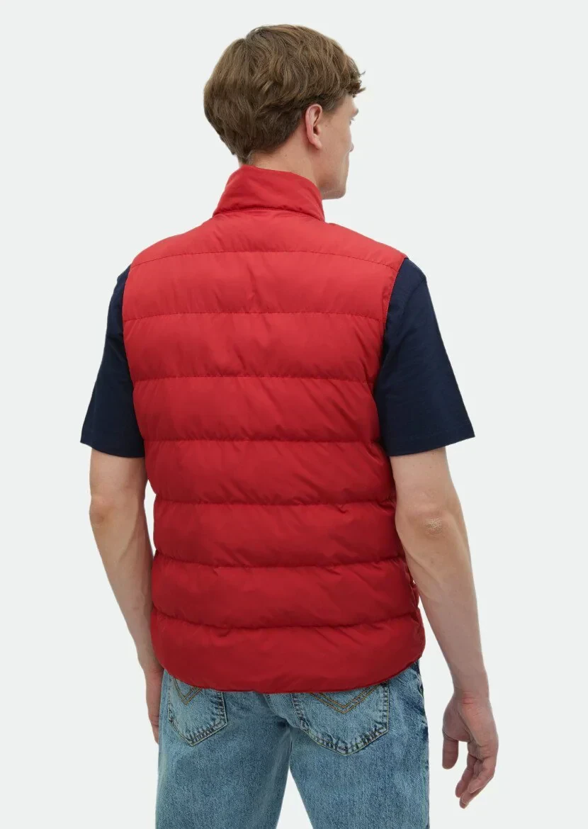 Kırmızı Regular Fit Dik Yaka Casual Dokuma Spor Yelek - 6