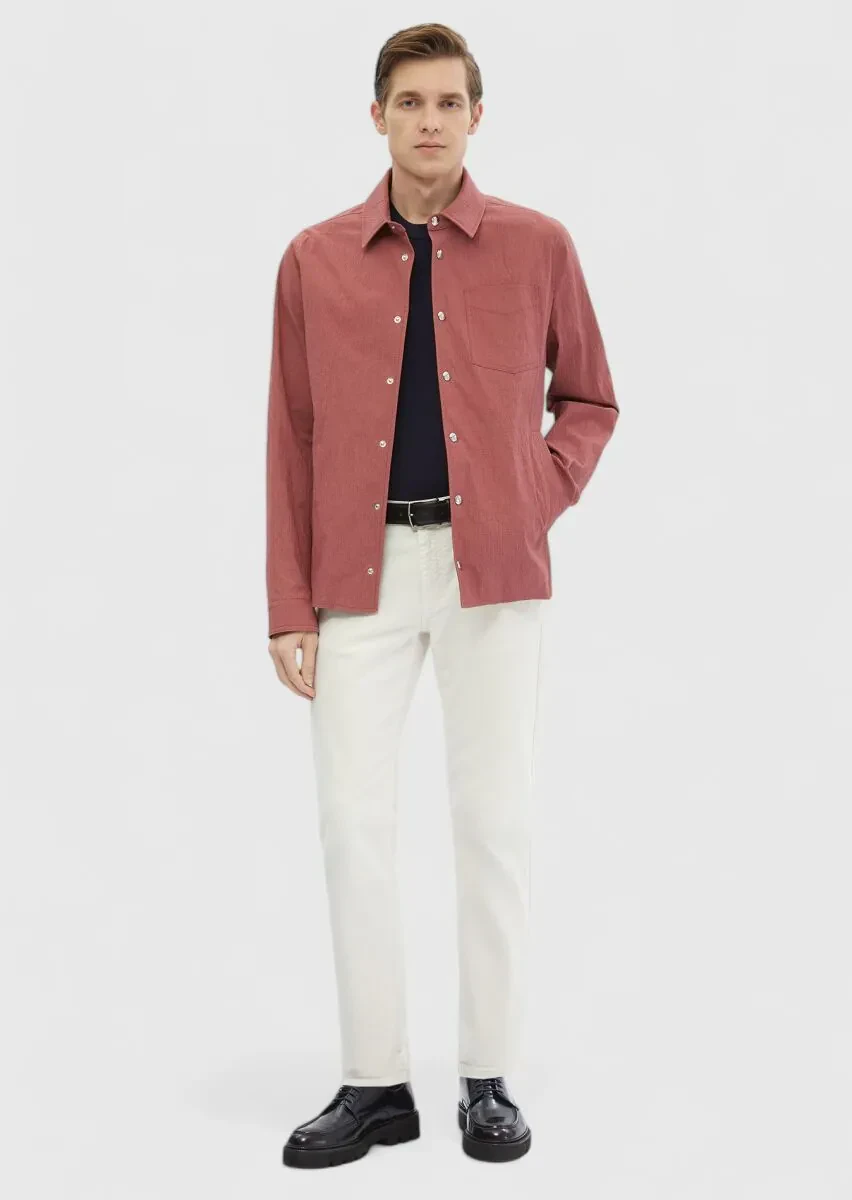 Kırmızı Regular Fit Gömlek Yaka Casual Dokuma Mont - 2
