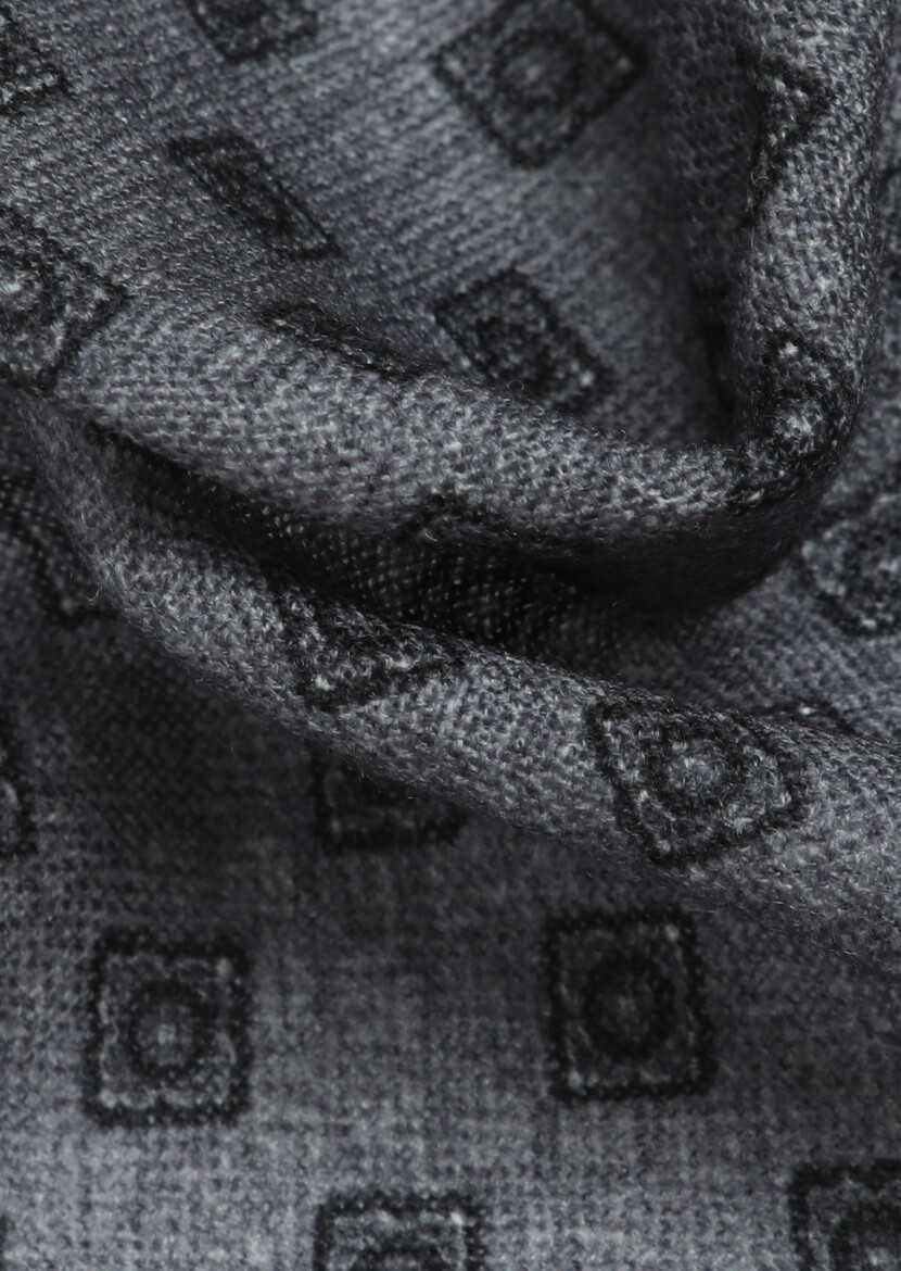 Koyu Gri %100 Yün Mendil 