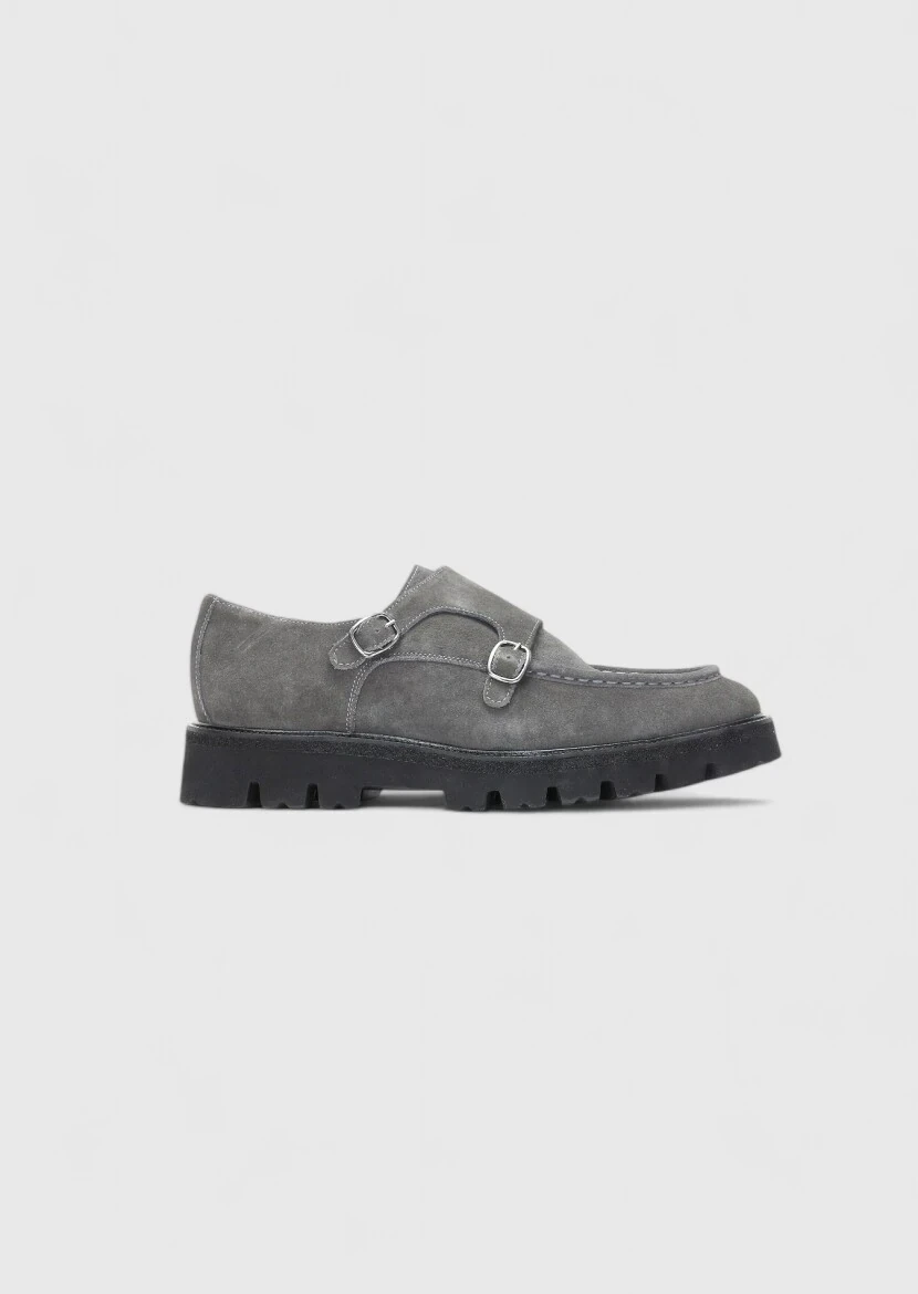 Koyu Gri Deri Casual Loafer - 1