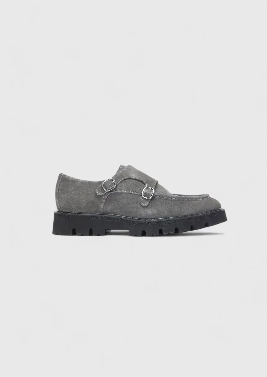 Koyu Gri Deri Casual Loafer - 1