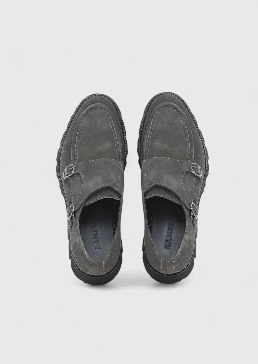 Koyu Gri Deri Casual Loafer - 6