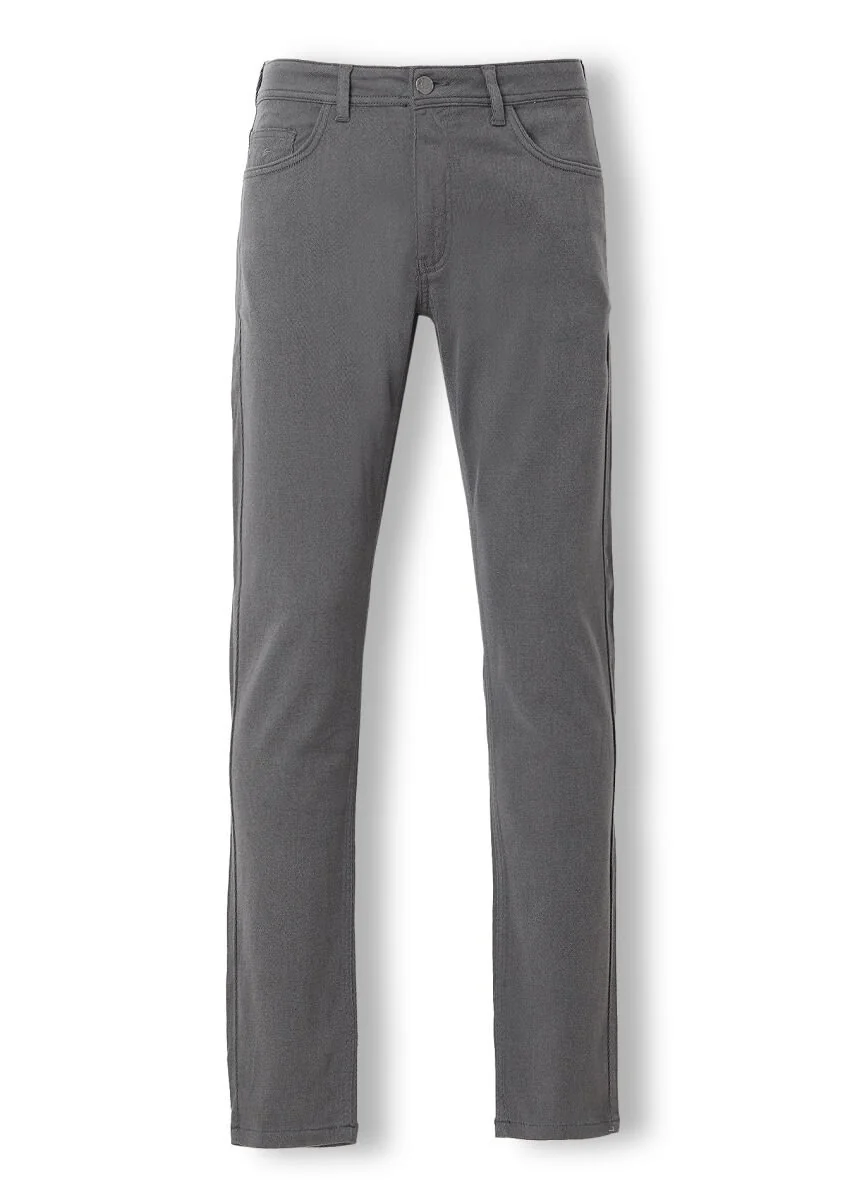 Koyu Gri Desenli Dokuma Slim Fit Casual Pamuk Karışımlı Pantolon - 7