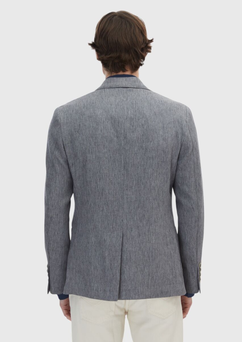 Koyu Gri Desenli Zeroweight Slim Fit Pamuk Karışımlı Ceket - 6