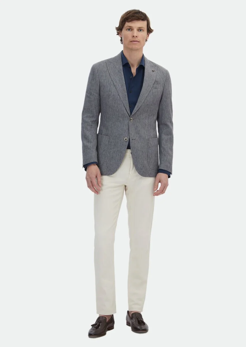 Koyu Gri Desenli Zeroweight Slim Fit Pamuk Karışımlı Ceket - 2
