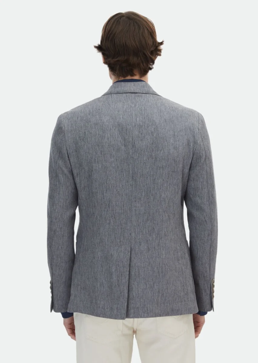 Koyu Gri Desenli Zeroweight Slim Fit Pamuk Karışımlı Ceket - 6
