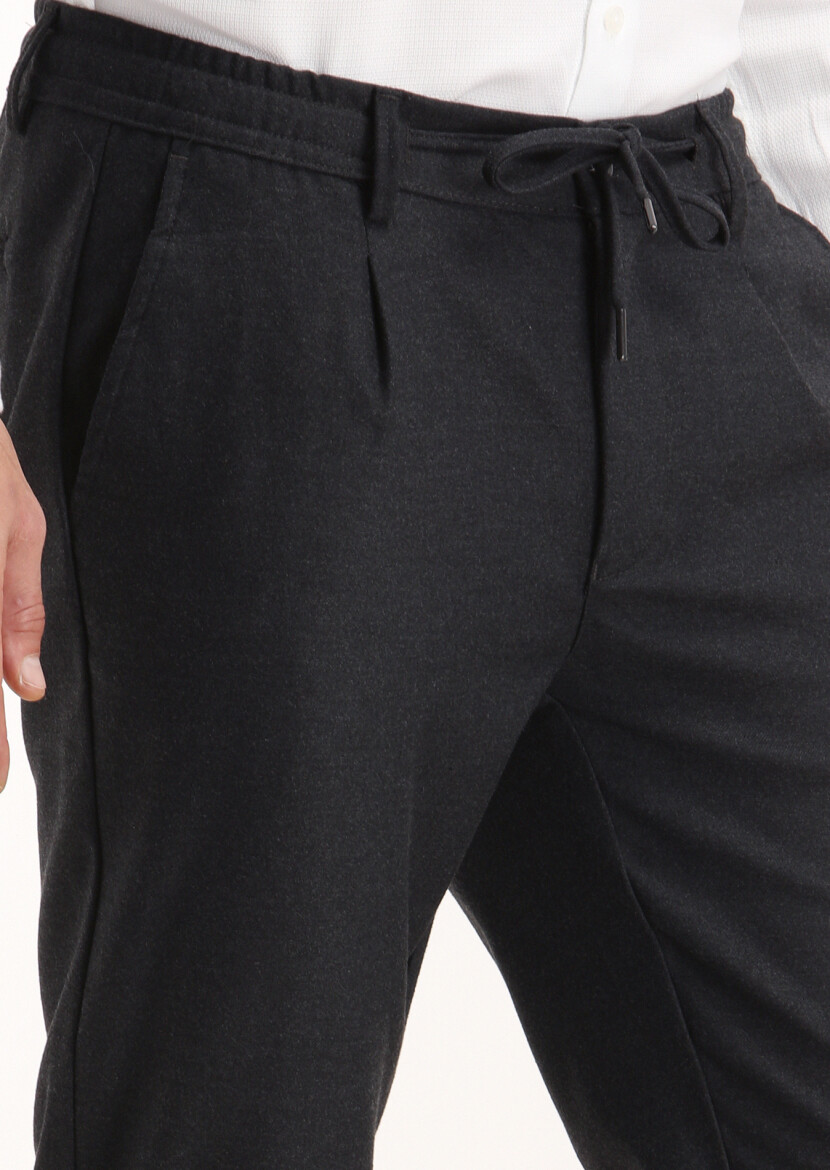 Koyu Gri Düz Dokuma Jogging Fit Casual Pantolon - 3
