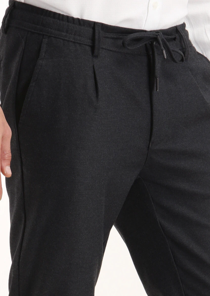 Koyu Gri Düz Dokuma Jogging Fit Casual Pantolon - 3