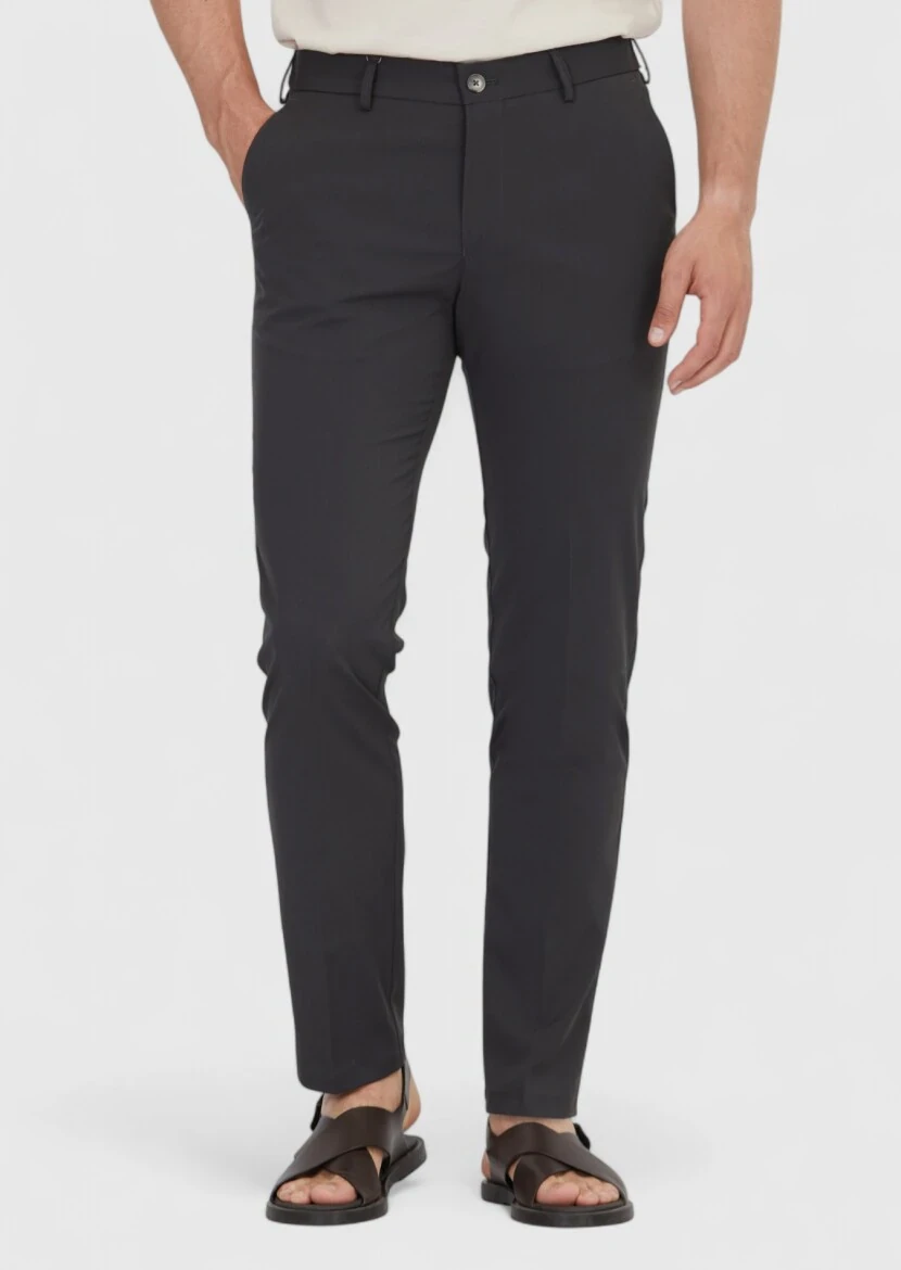 Koyu Gri Düz Dokuma Jogging Fit Casual Pantolon 
