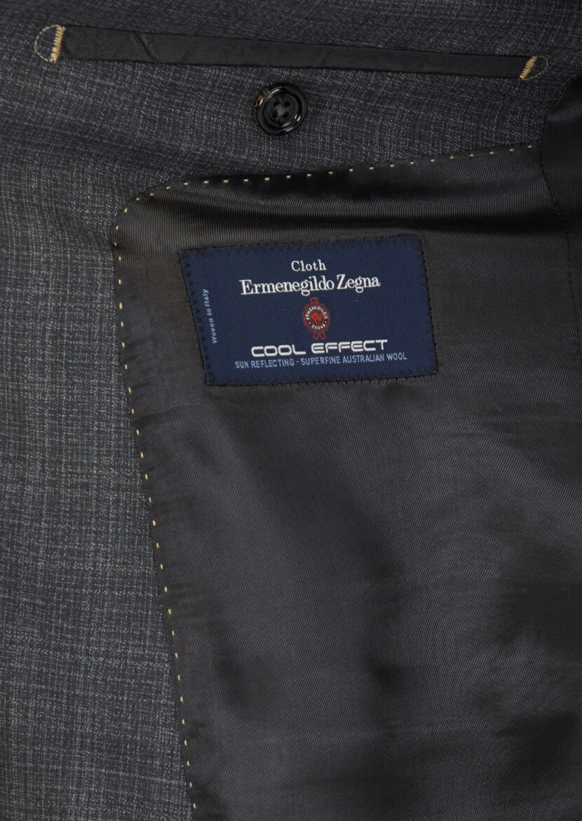 Koyu Gri Düz Regular Fit %100 Yün Takım Elbise - 5