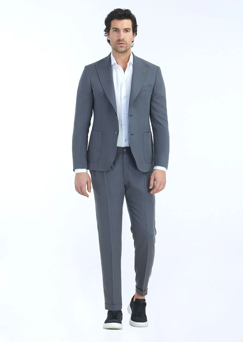 Koyu Gri Düz Zeroweight Slim Fit Takım Elbise - 1