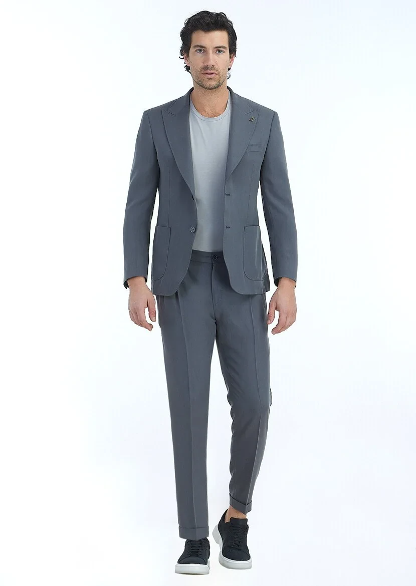 Koyu Gri Düz Zeroweight Slim Fit Takım Elbise - 2