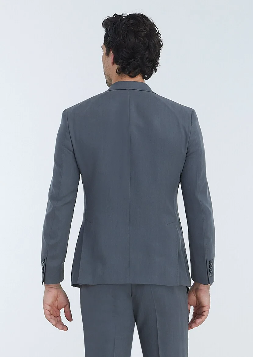 Koyu Gri Düz Zeroweight Slim Fit Takım Elbise - 9