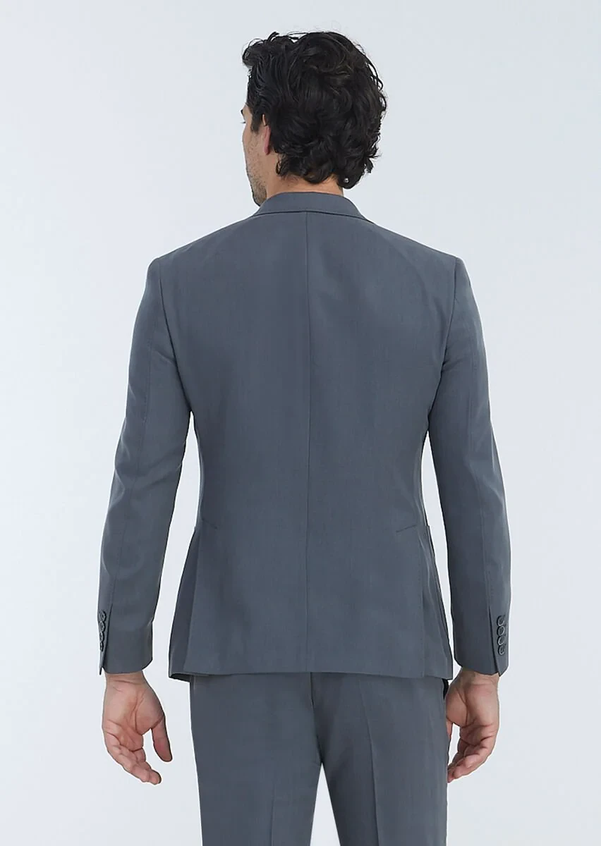Koyu Gri Düz Zeroweight Slim Fit Takım Elbise - 9