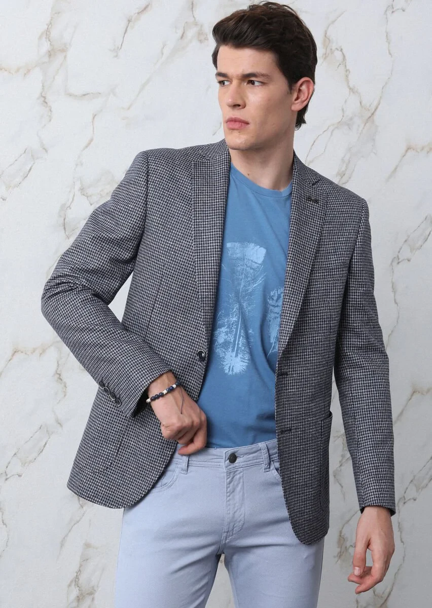 Koyu İndigo Baskılı %100 Pamuk T-Shirt - 7