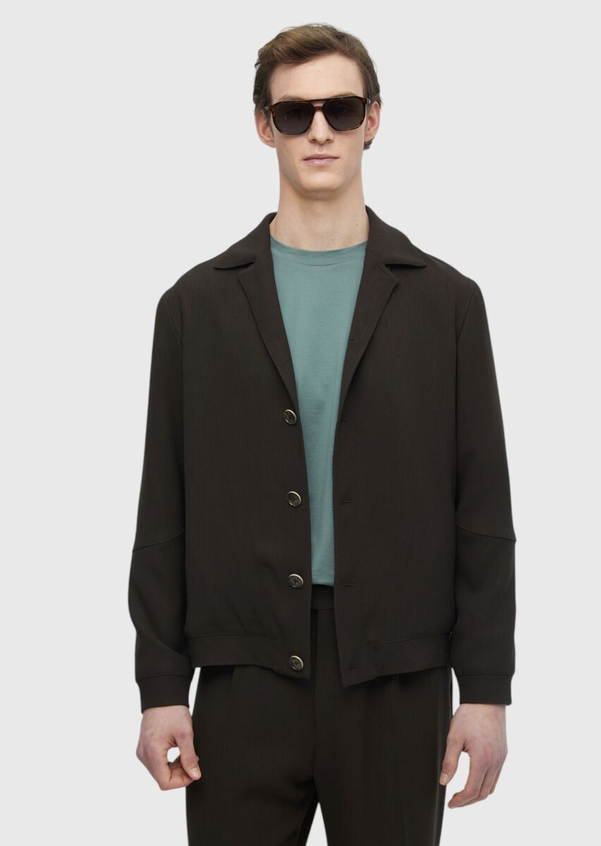 Koyu Kahve Düz Comfort Fit Yün Karışımlı Takım Elbise - 3