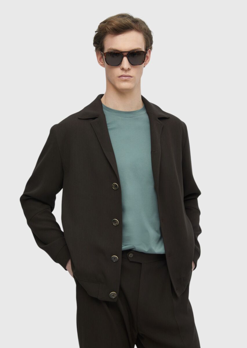 Koyu Kahve Düz Comfort Fit Yün Karışımlı Takım Elbise - 4