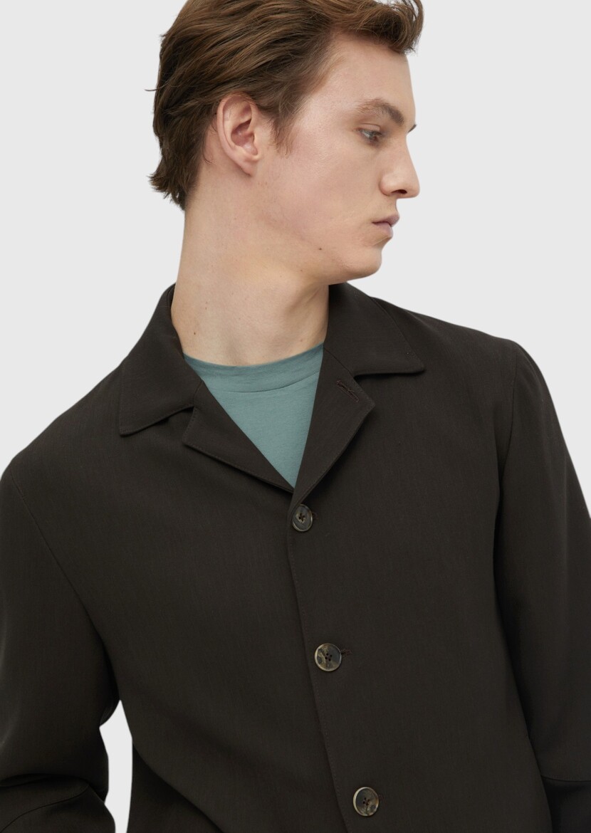 Koyu Kahve Düz Comfort Fit Yün Karışımlı Takım Elbise - 6